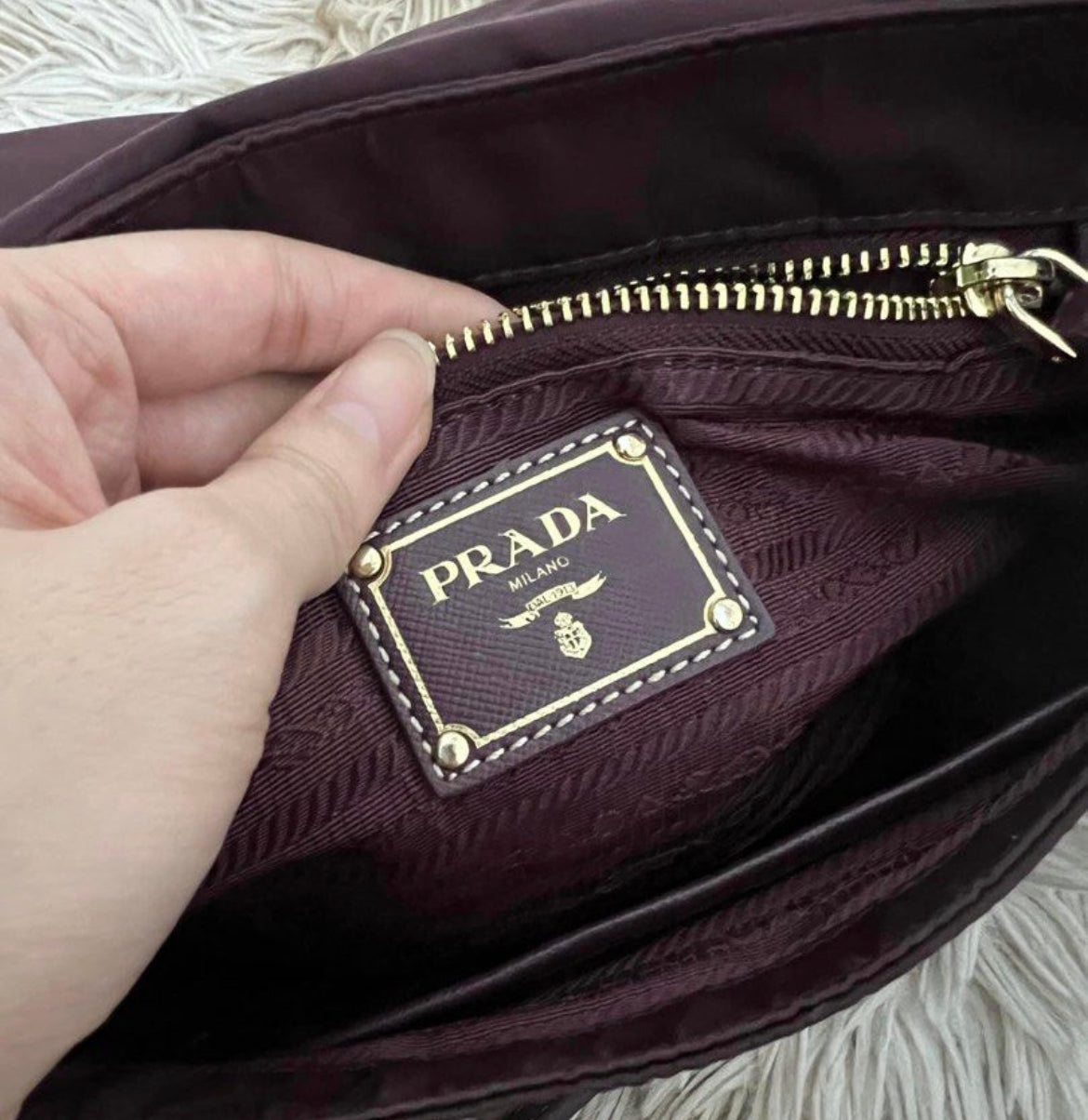 Prada Maroon Tessuto Crossbody