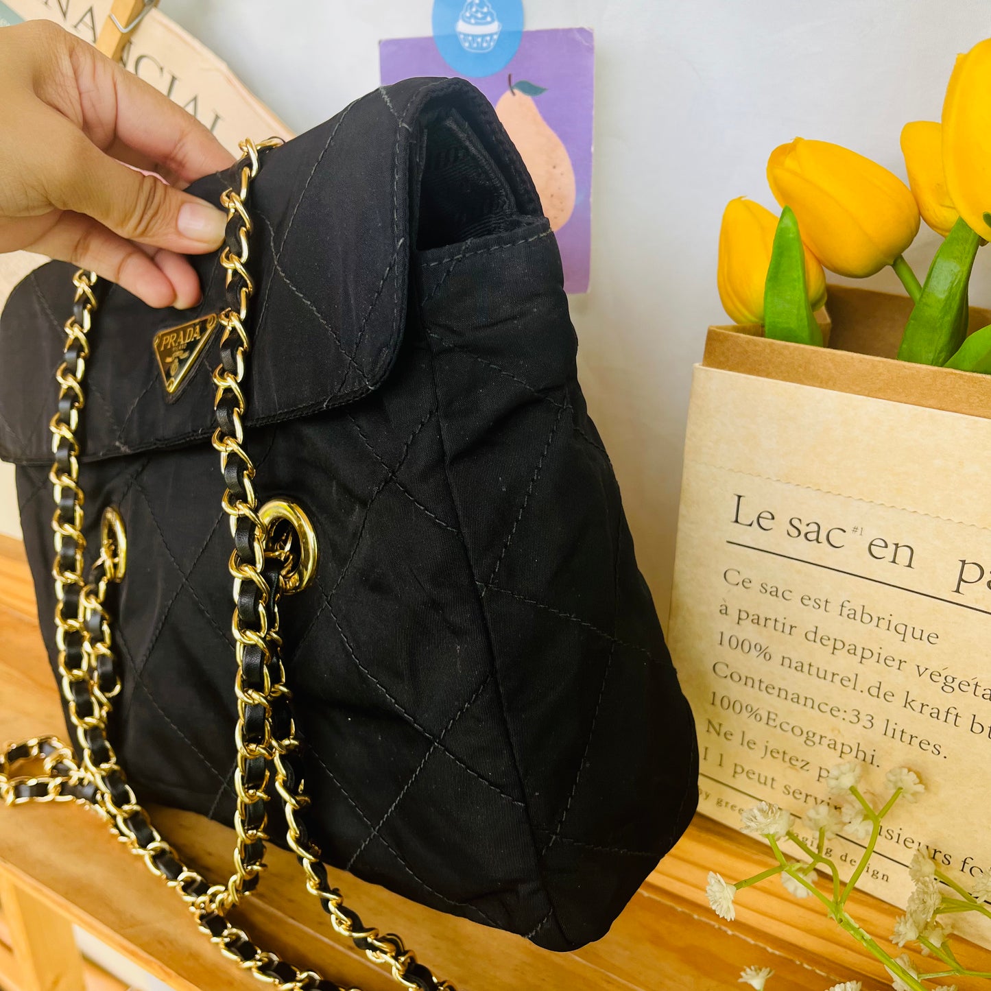 Pr@da Chain Quilted Sling