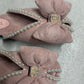 Chanel Pearl Ribbon Suede Flats