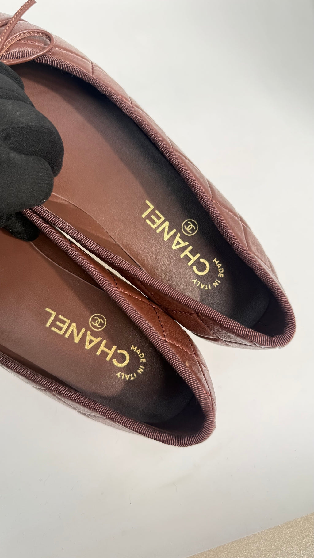 Chanel Quilted Brown Ballet Shoes