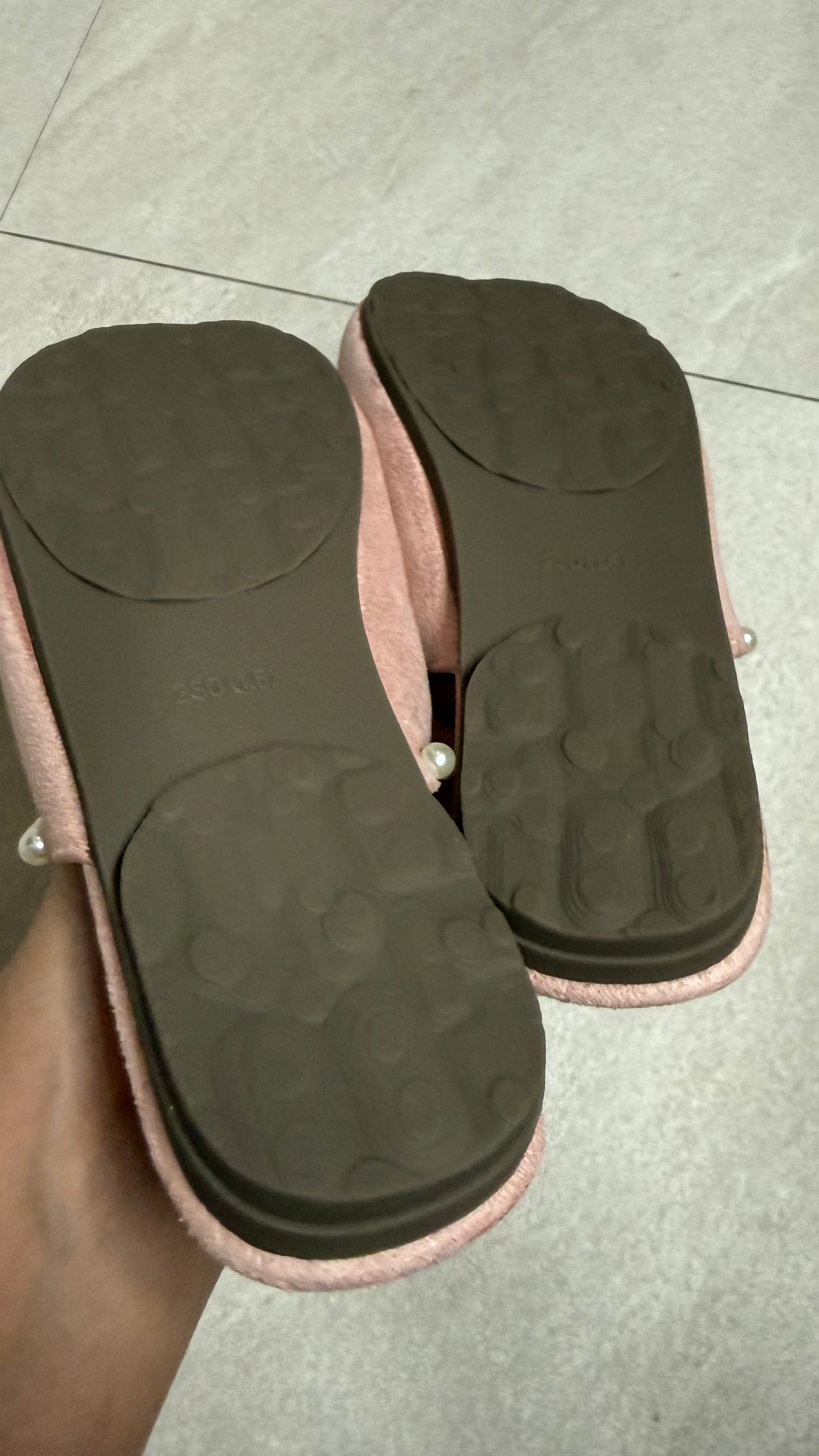 Chanel Pearl Ribbon Suede Flats