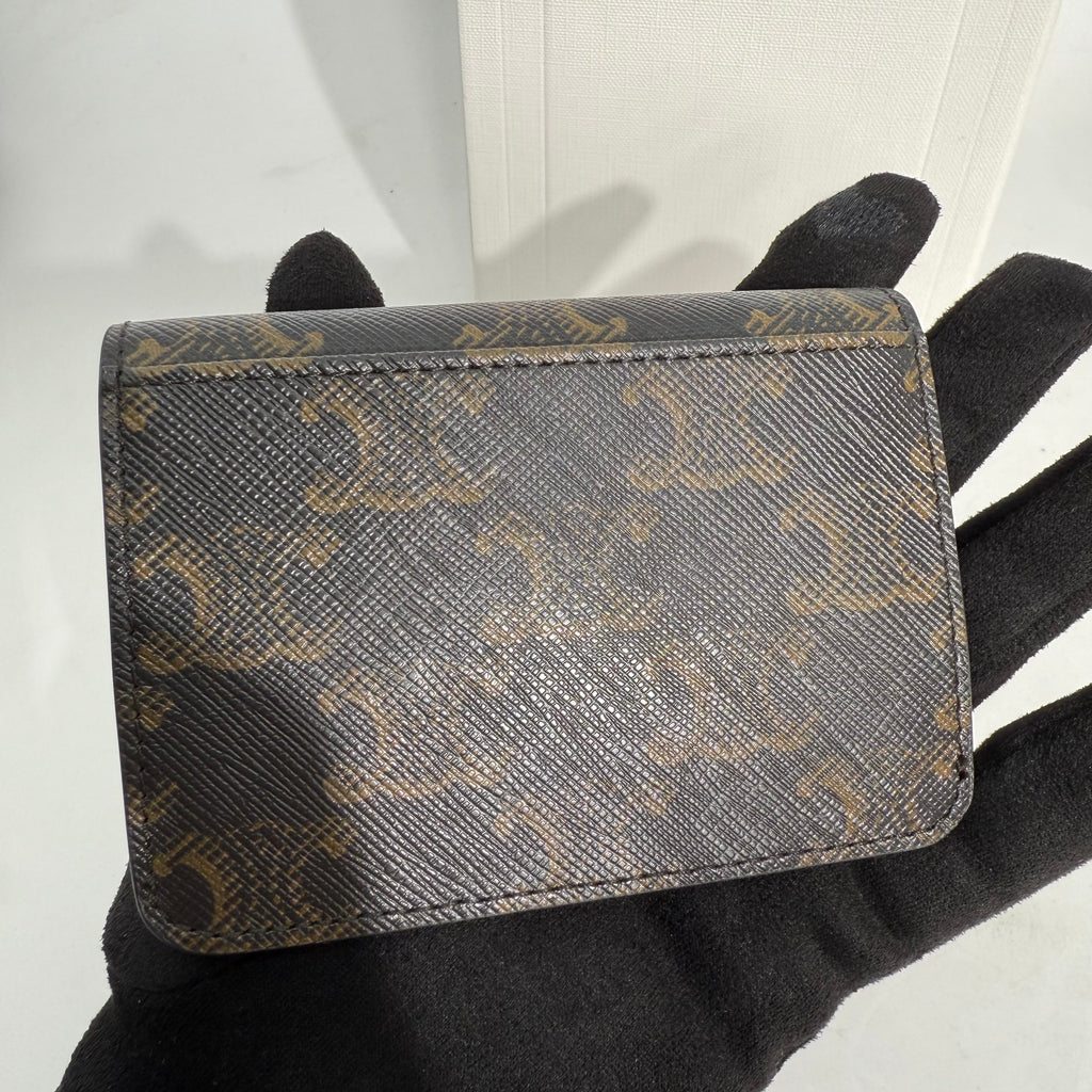 Celine Card Holder with Flap Triomphe in Triomphe Canvas