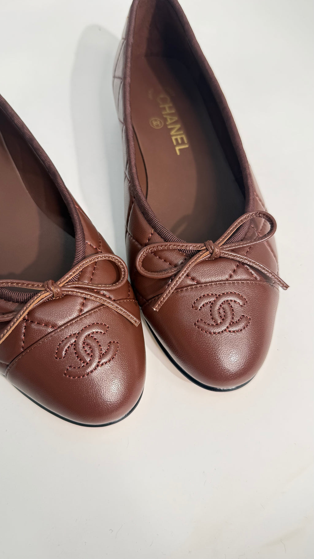 Chanel Quilted Brown Ballet Shoes