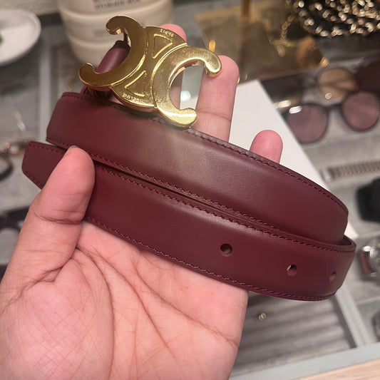 Celine Triomphe Belt (Wine Red)