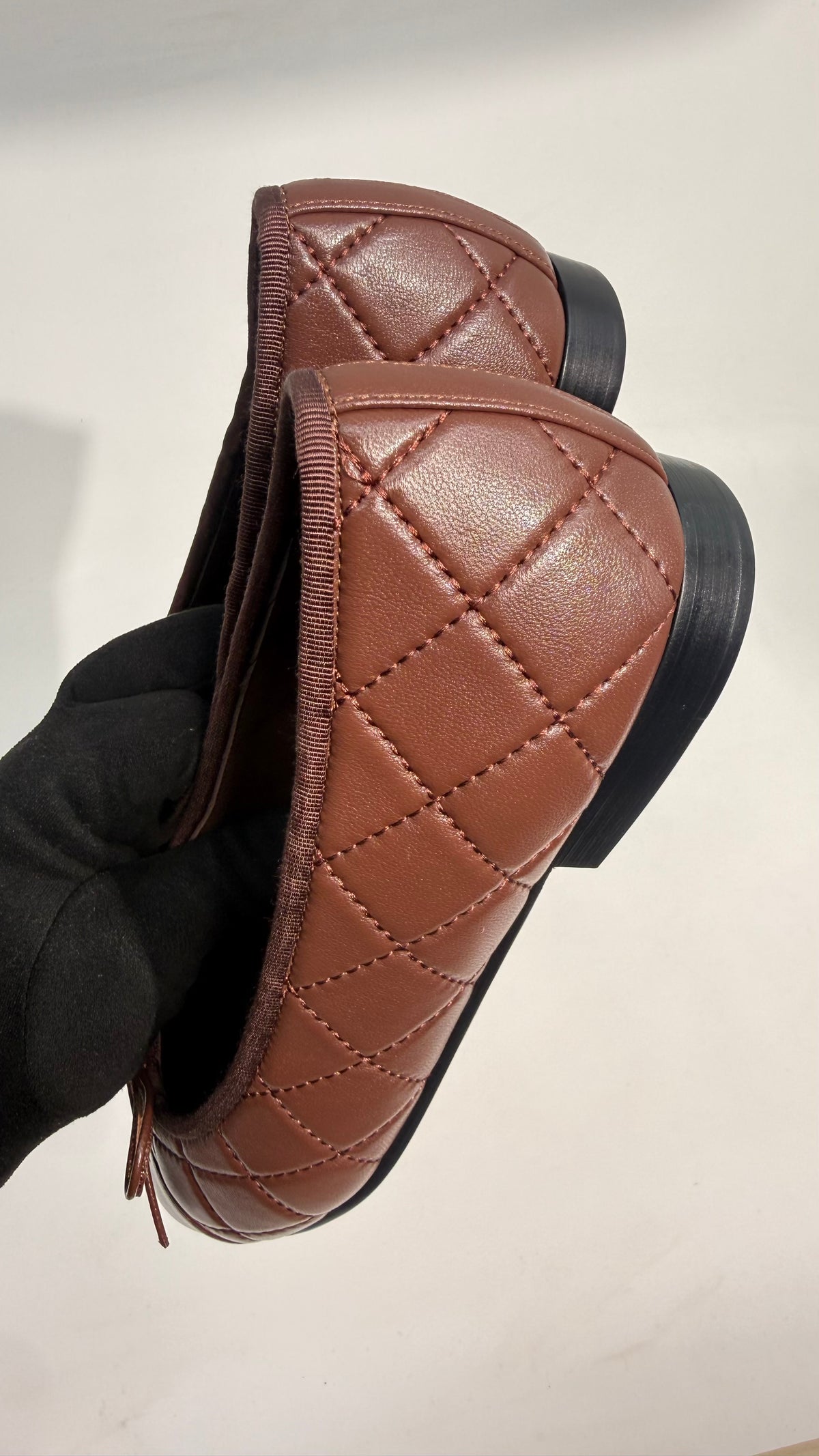 Chanel Quilted Brown Ballet Shoes
