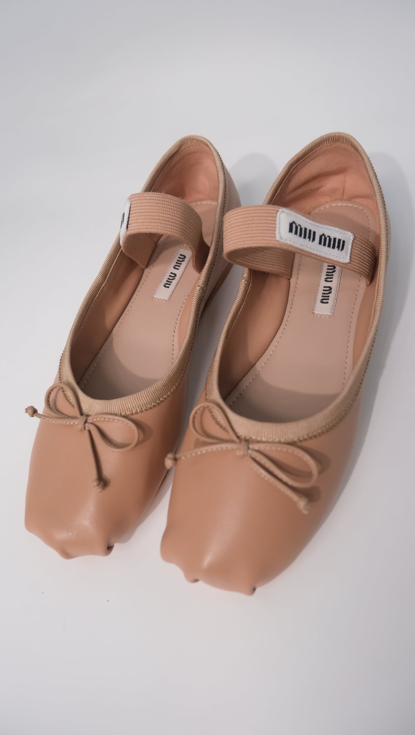 Miu Miu Leather Ballet Flats (Nude/Pink)