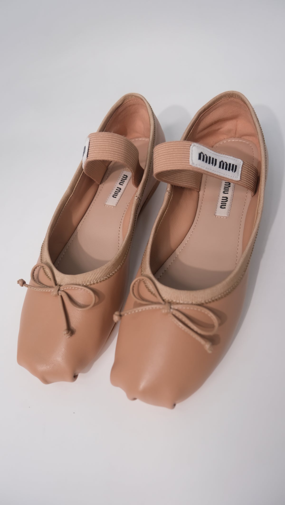 Miu Miu Leather Ballet Flats (Nude/Pink)