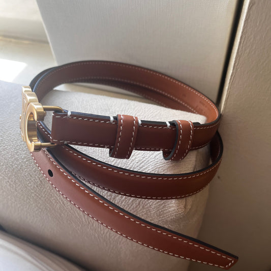 Celine Triomphe Belt Slim Brown