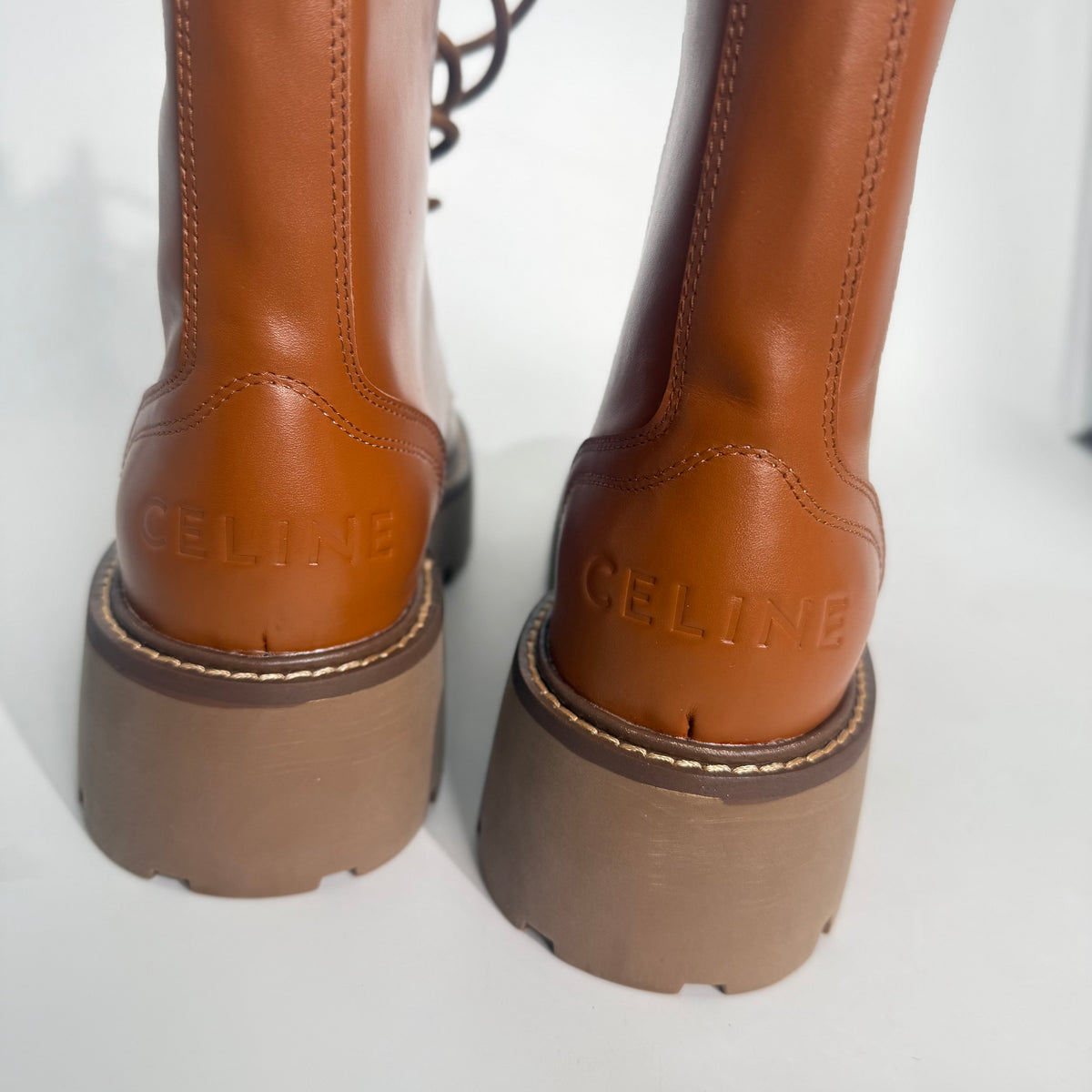Celine Leather Lace-Up Boots