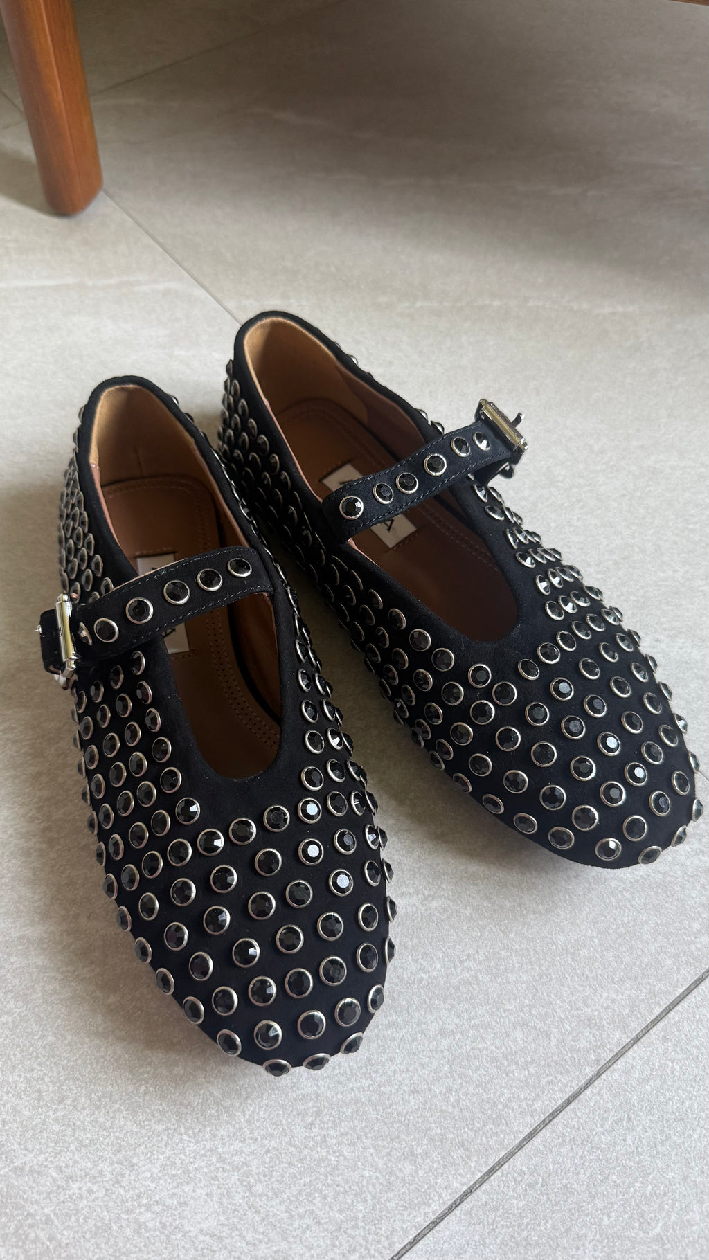 Alaia Black Crystal Flats