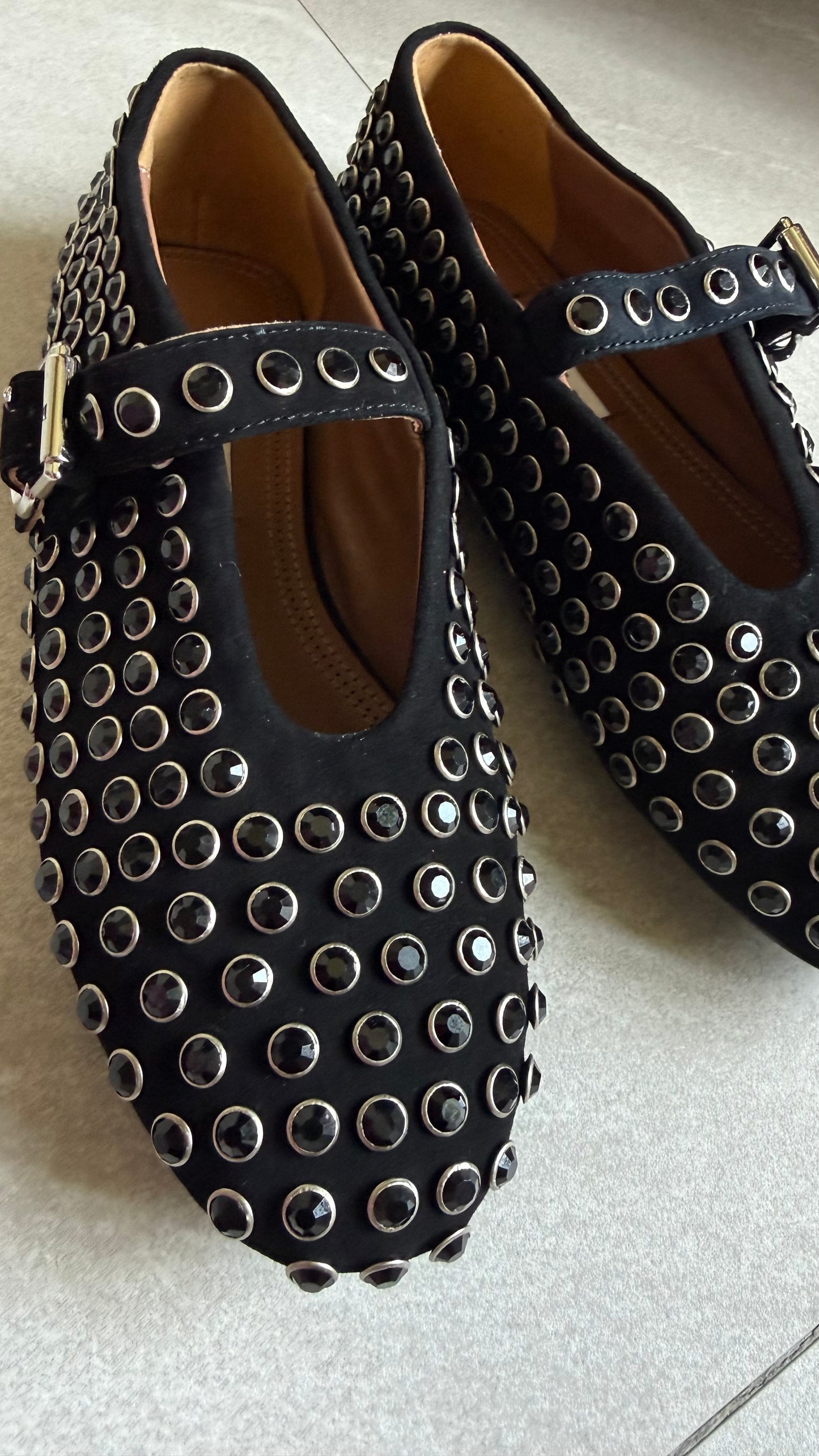 Alaia Black Crystal Flats