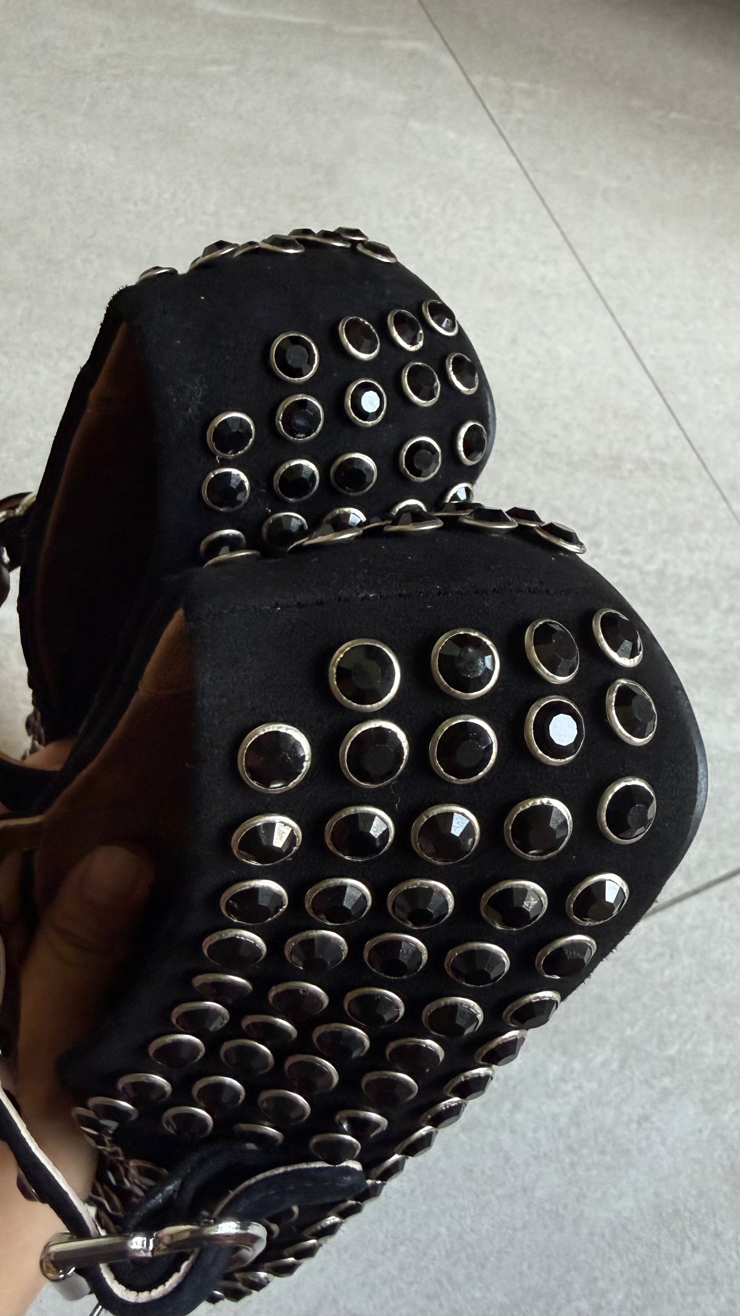 Alaia Black Crystal Flats