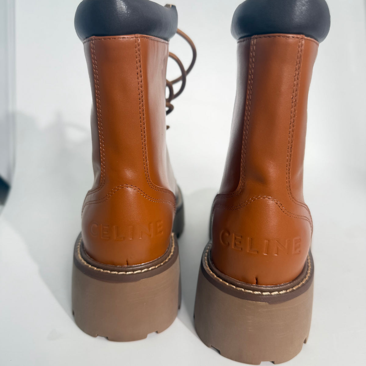 Celine Leather Lace-Up Boots