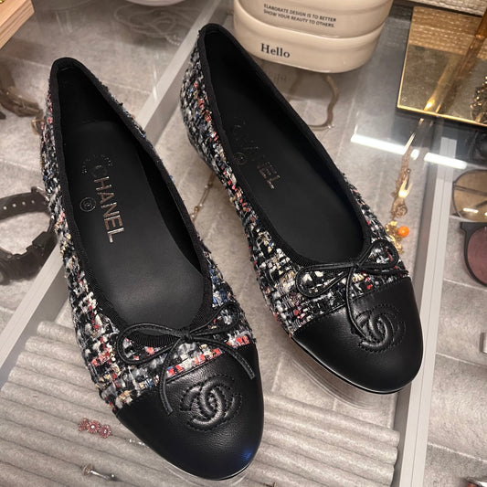 Chanel Tweed Ballet Sandals