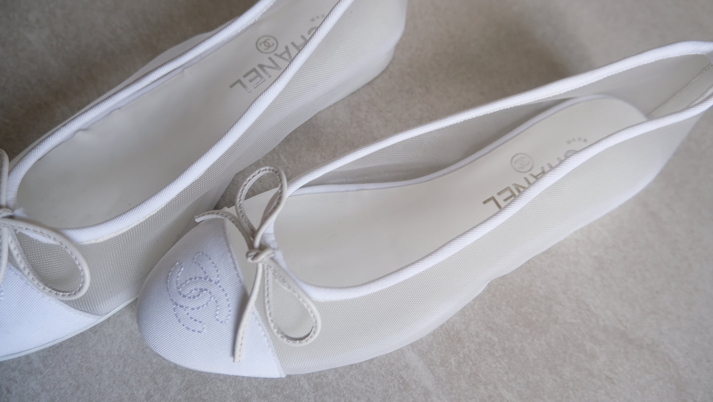 Chanel Mesh Summer Flats (White)