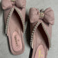 Chanel Pearl Ribbon Suede Flats
