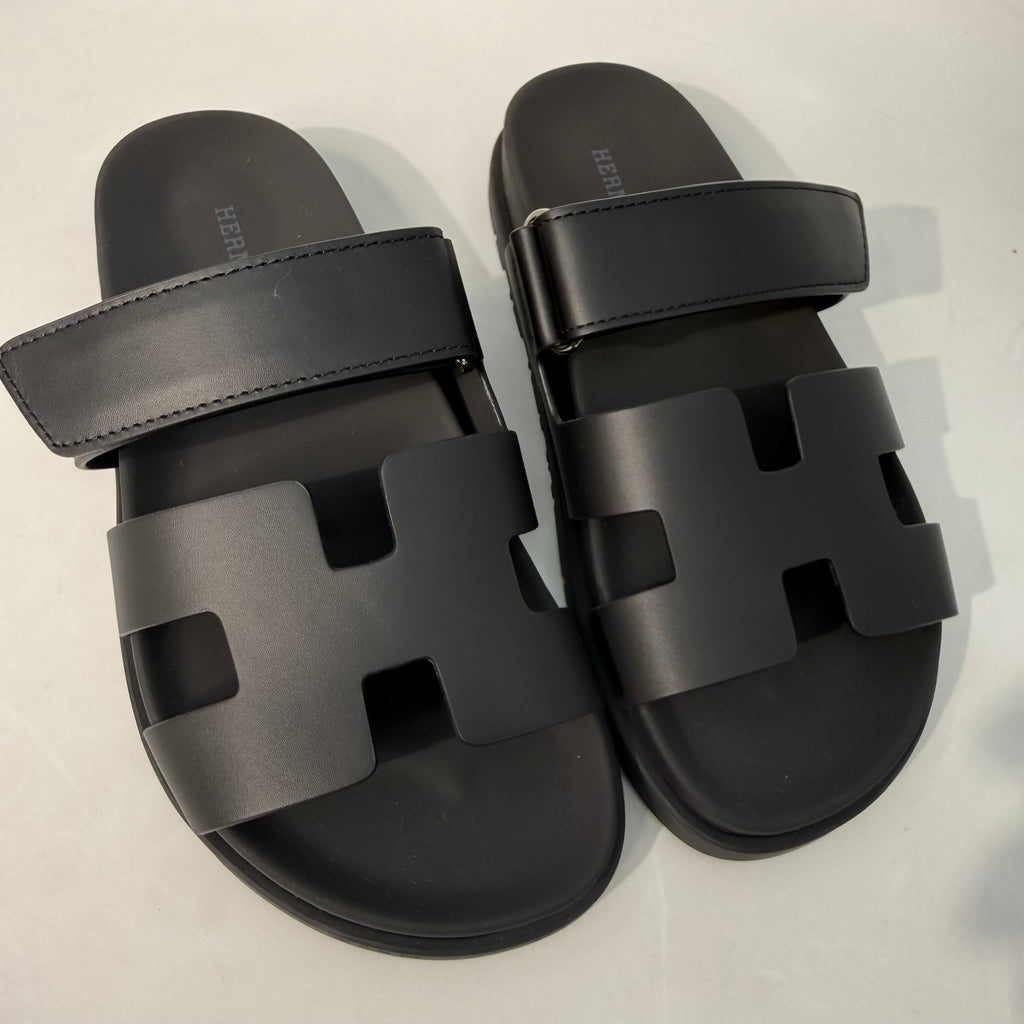Hermes Chypre Black Sandals