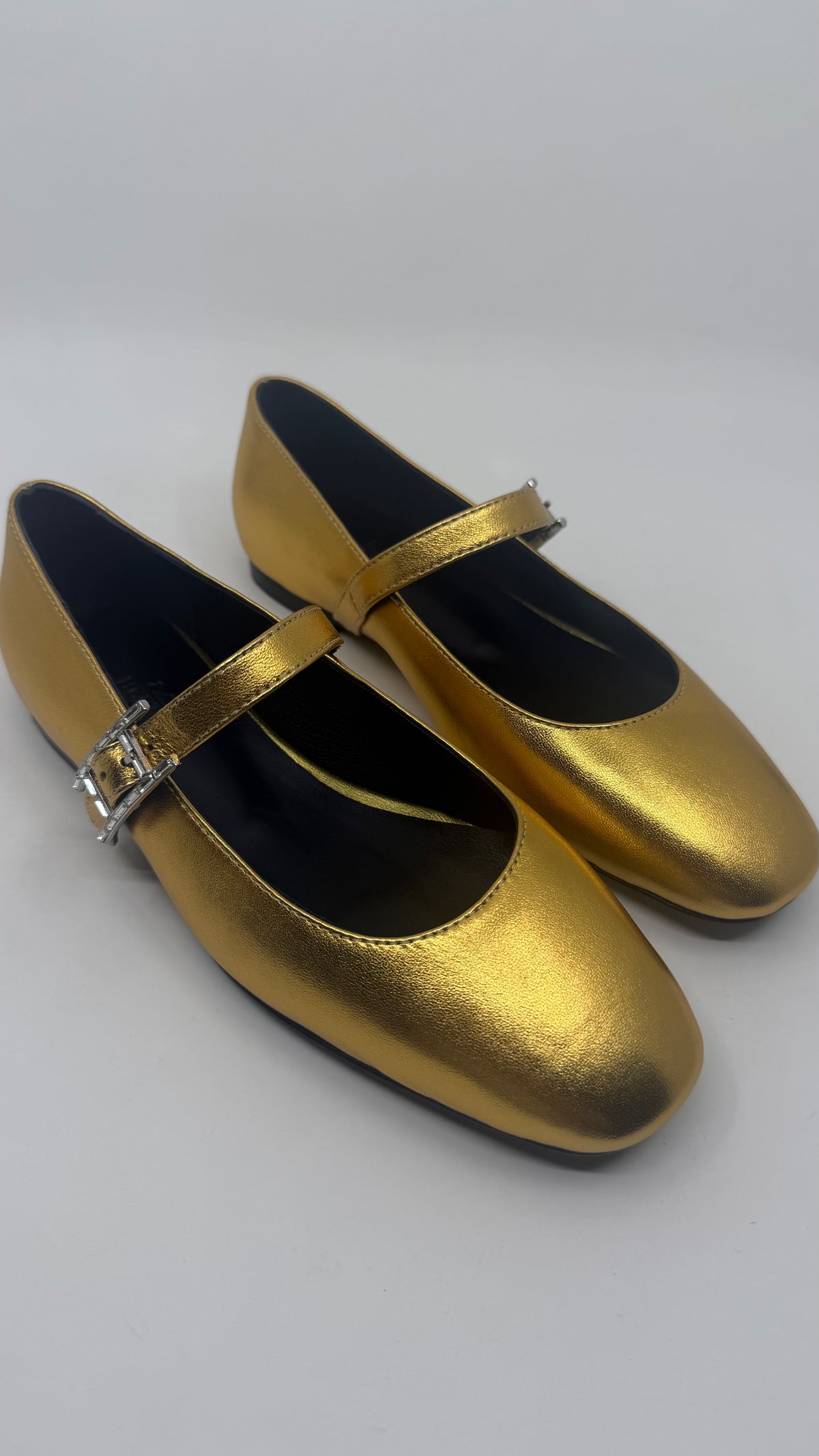 Hermes Mary Jane Gold Shoes