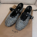 Alaia Crystal Flats (Black)
