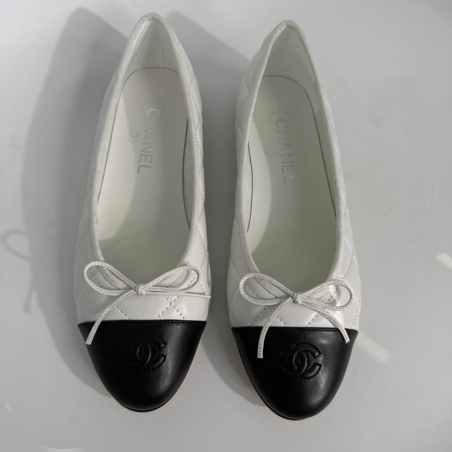 Chanel Quilted Ballet Shoes (White)