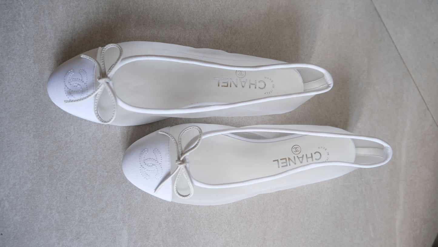 Chanel Mesh Summer Flats (White)