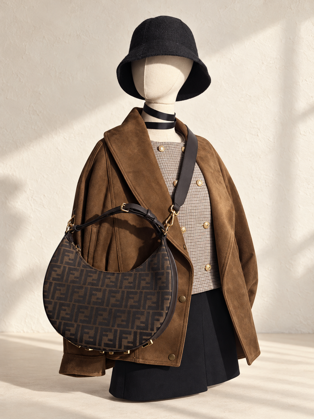 Fendigraphy Crossbody Baguette