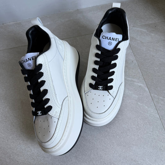Chanel Leather White Sneakers