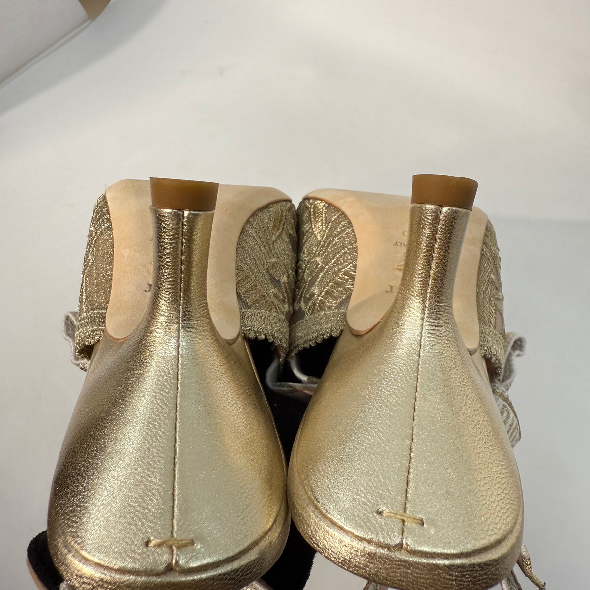 Christian Dior Lace Gold Kitten Heels