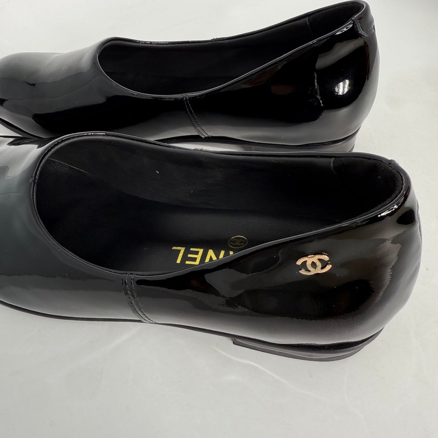 Chanel 25C Black Patent Leather Loafers