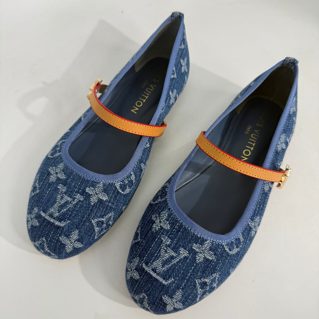 Louis Vuitton Denim Mary Jane Flats