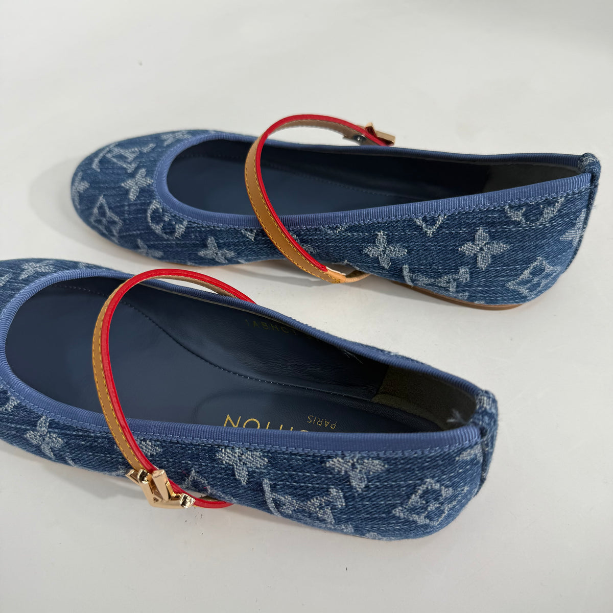 Louis Vuitton Denim Mary Jane Flats
