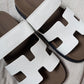 Hermes Chypre Sandals Tan/White