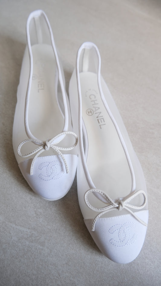 Chanel Mesh Summer Flats (White)
