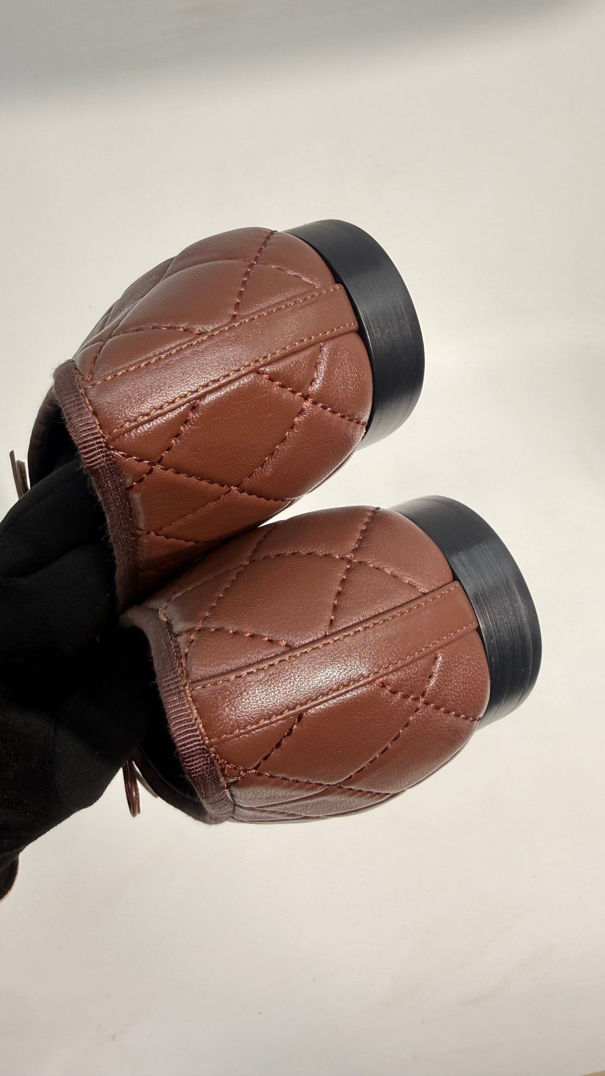 Chanel Quilted Brown Ballet Shoes