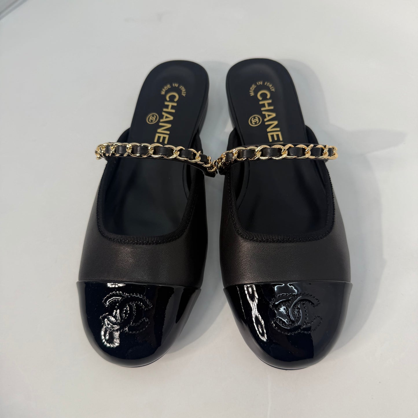 Chanel Mary Jane Mule Patent Captoe
