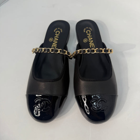 Chanel Mary Jane Mule Patent Captoe