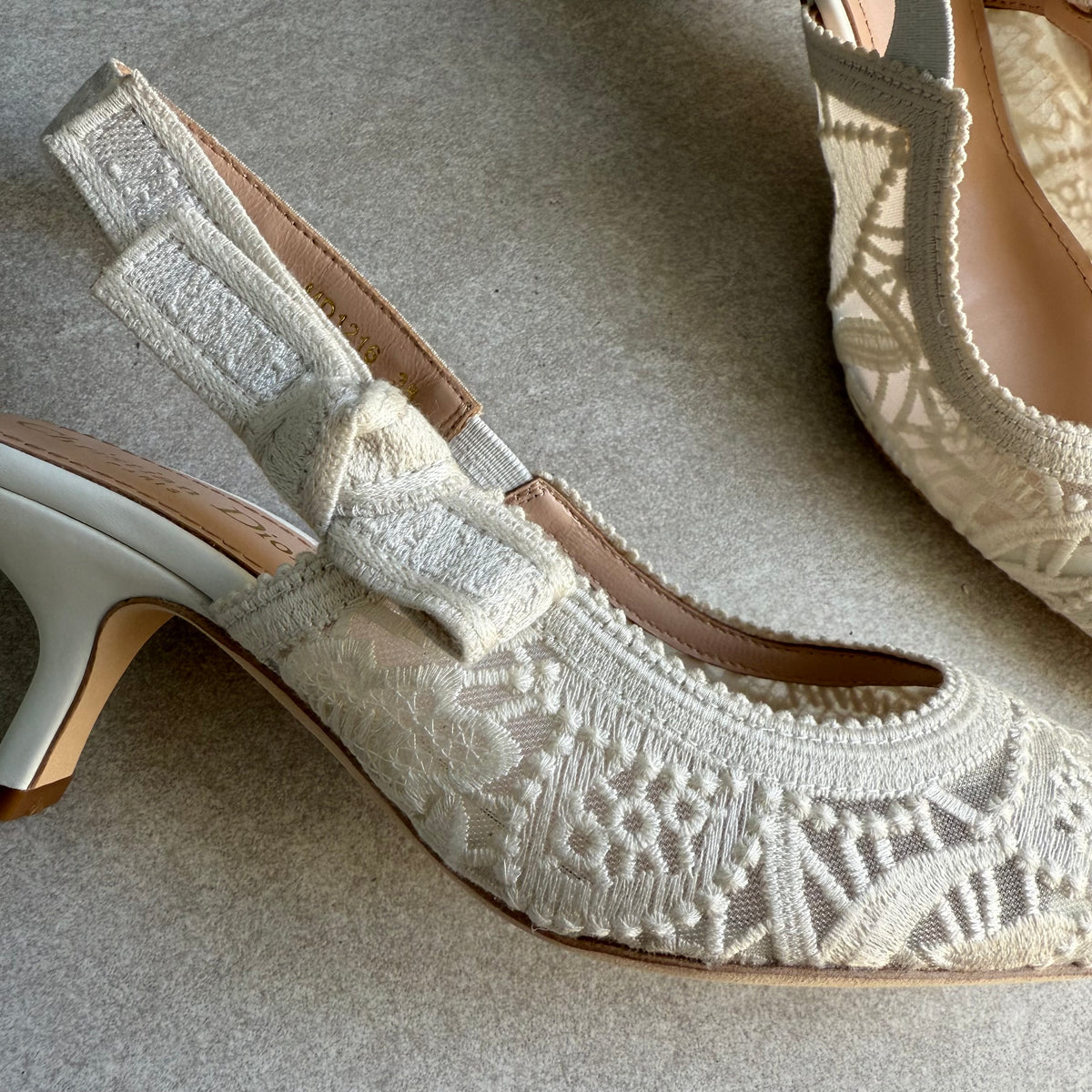 Christian Dior Lace Slingback Kitten Heels