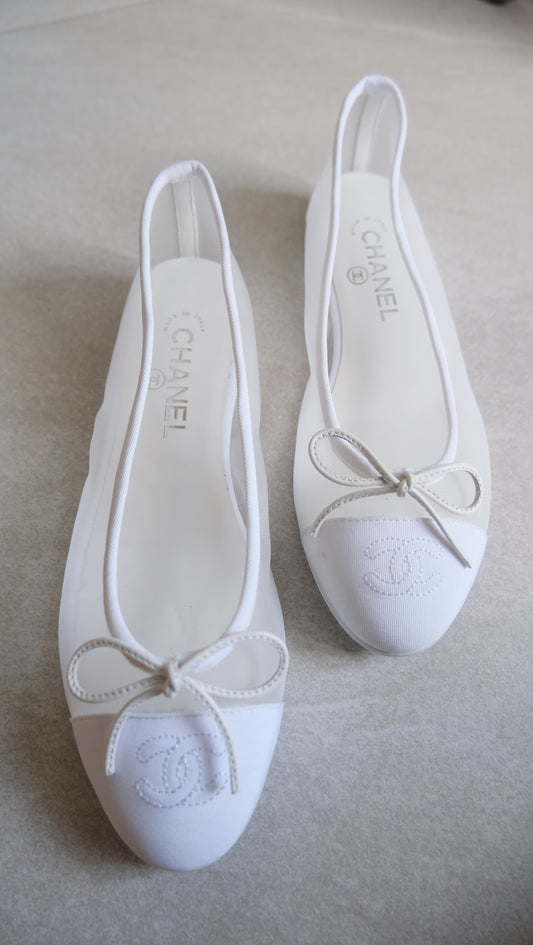 Chanel Mesh Summer Flats (White)