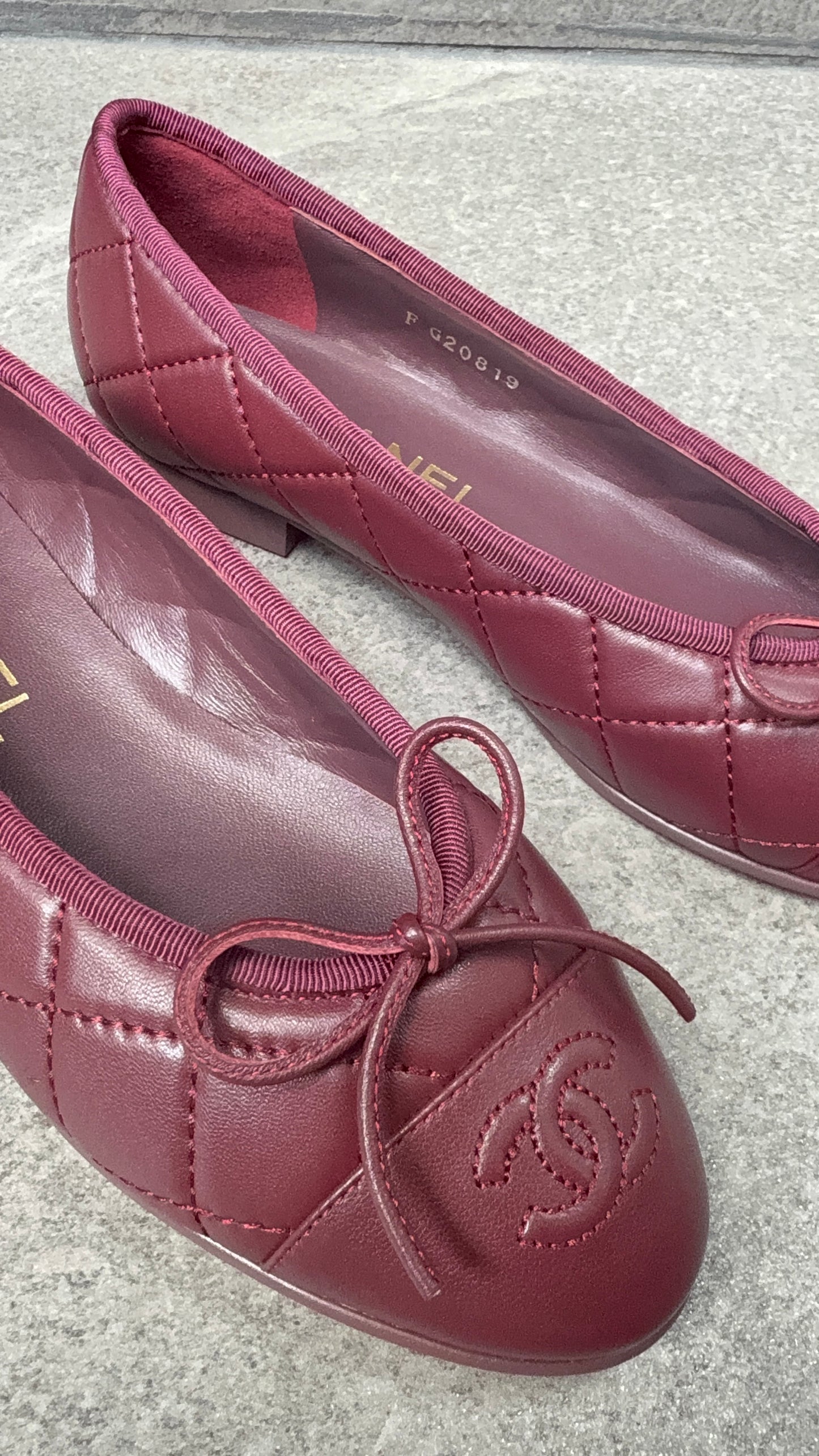 Chanel Quilted Ballet Shoes Maroon