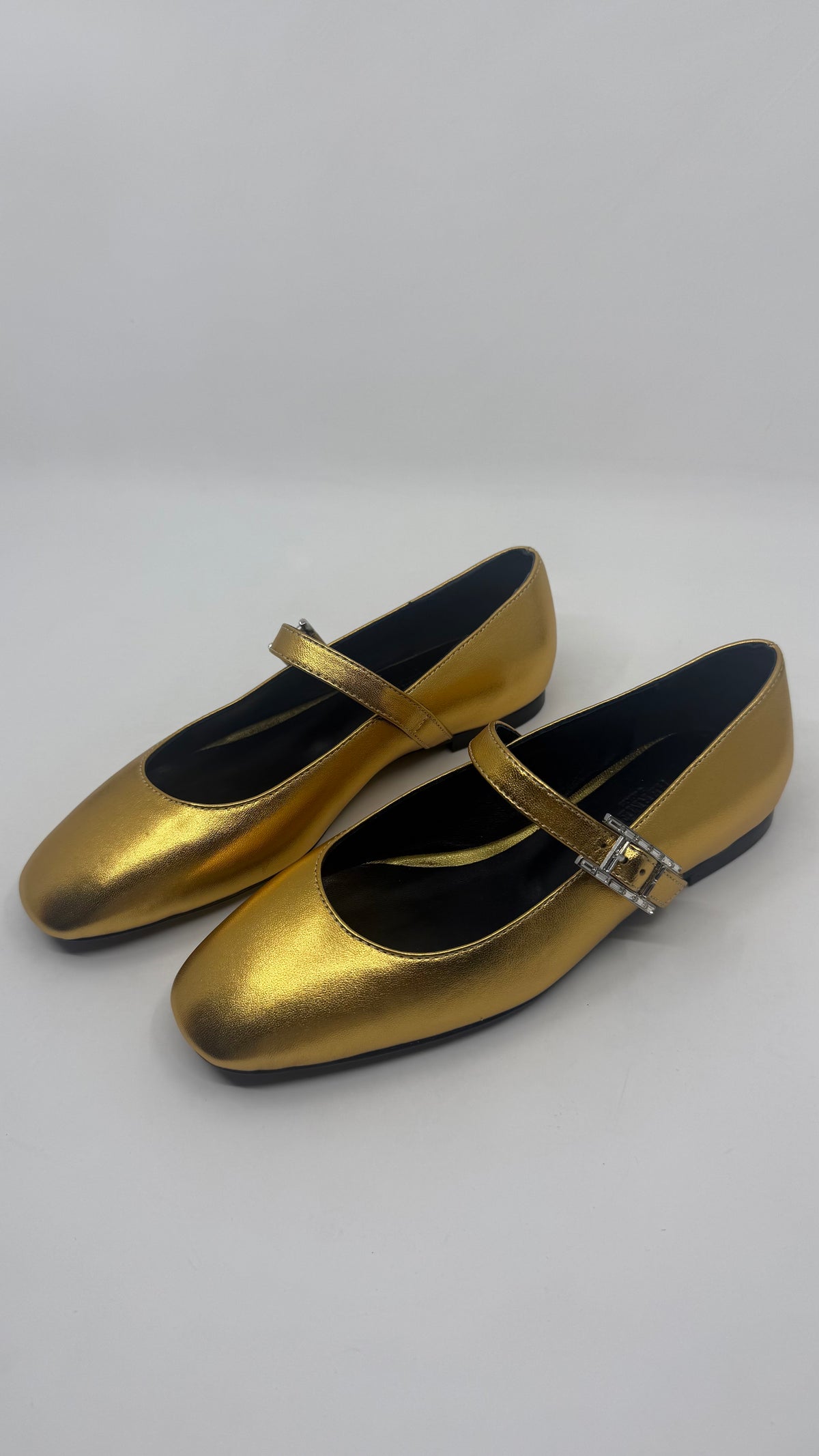 Hermes Mary Jane Gold Shoes