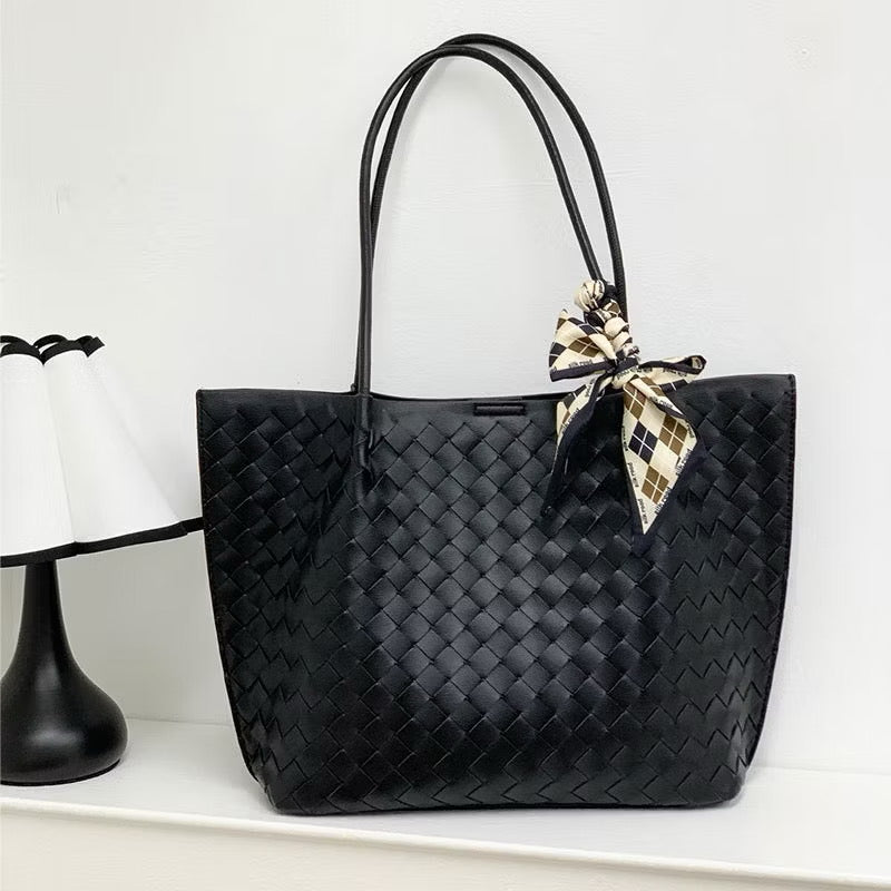 "Olive" Bespoke Leather Weave Tote (Brandless)