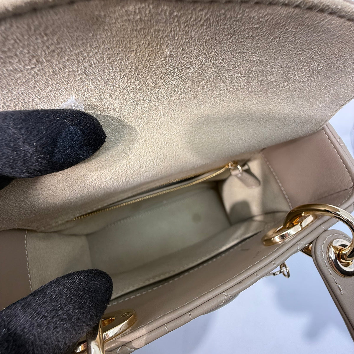 Lady Dior Cannage Taupe Crossbody