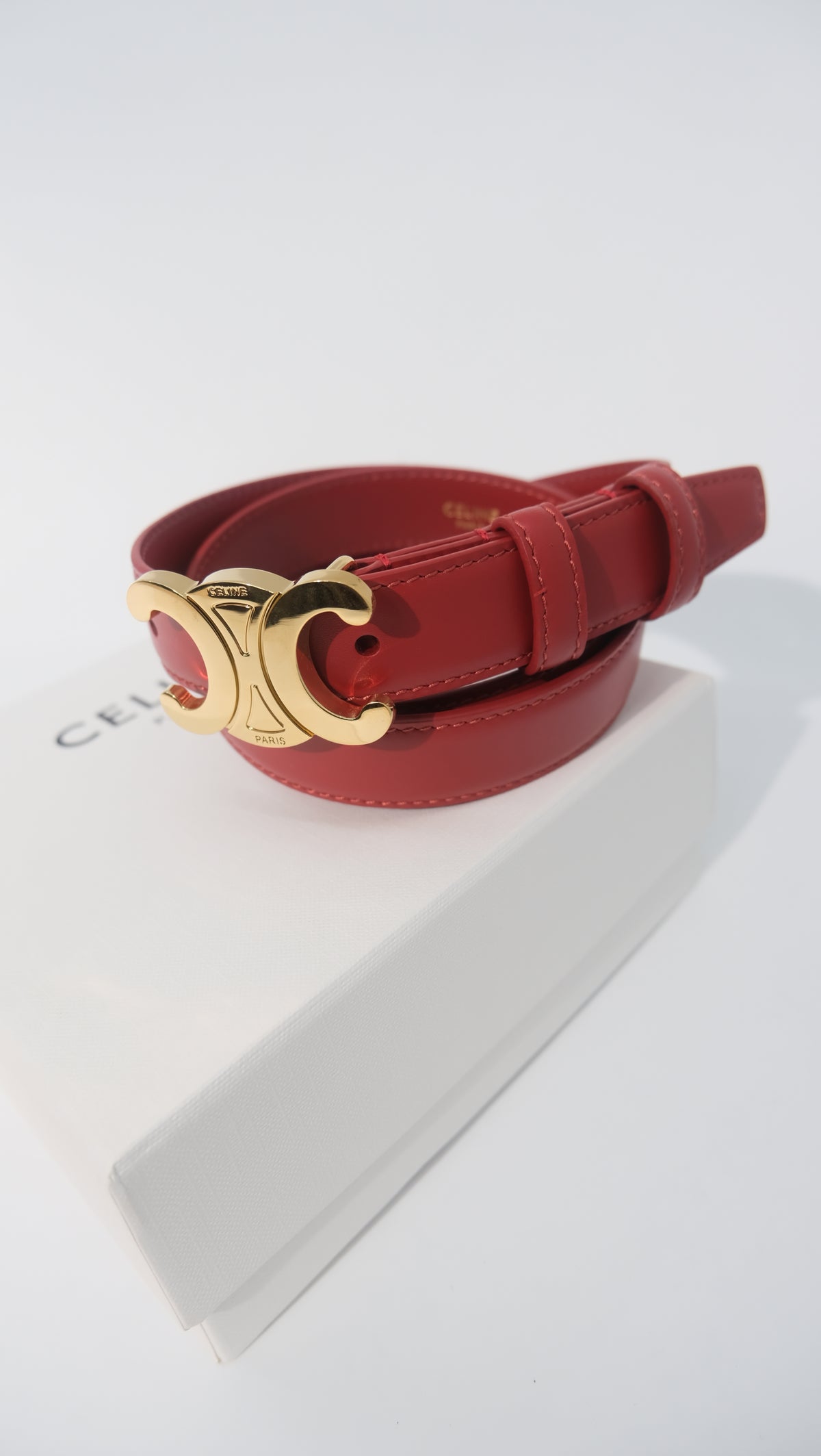 Celine Triomphe Belt (Red)