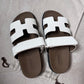 Hermes Chypre Sandals Tan/White