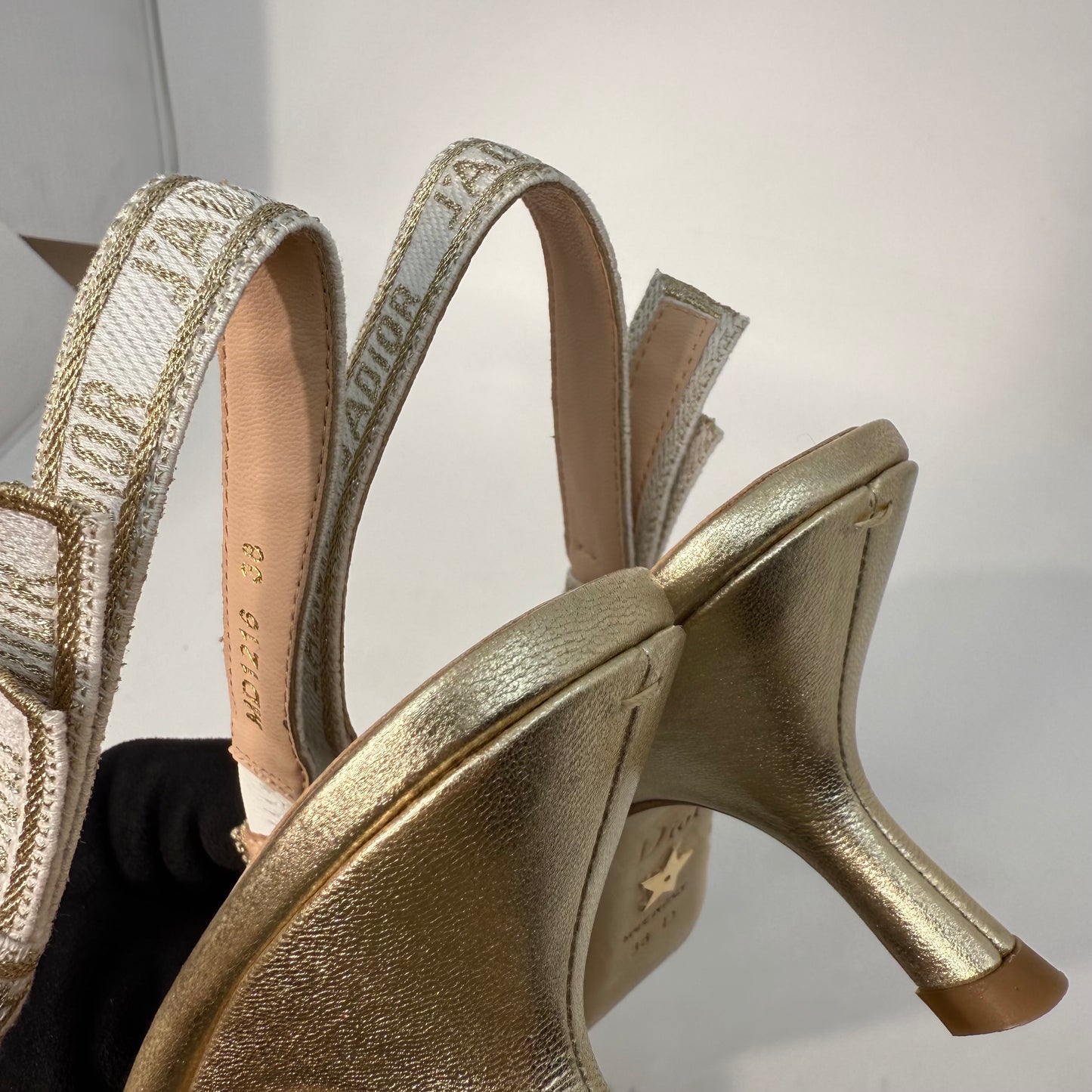 Christian Dior Lace Gold Kitten Heels