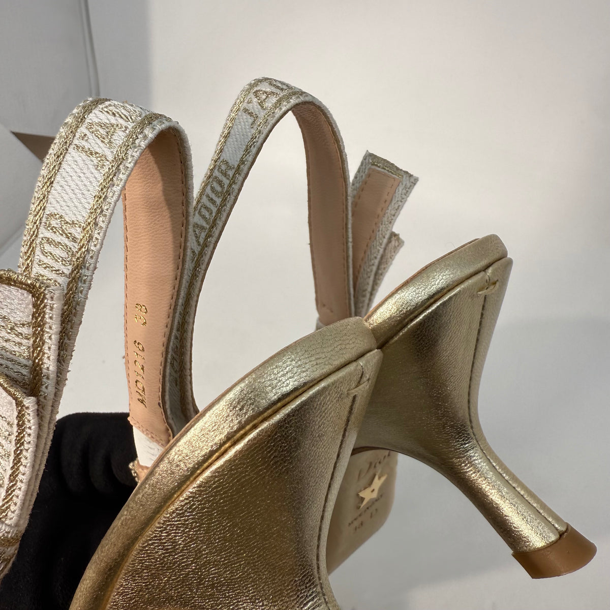 Christian Dior Lace Gold Kitten Heels
