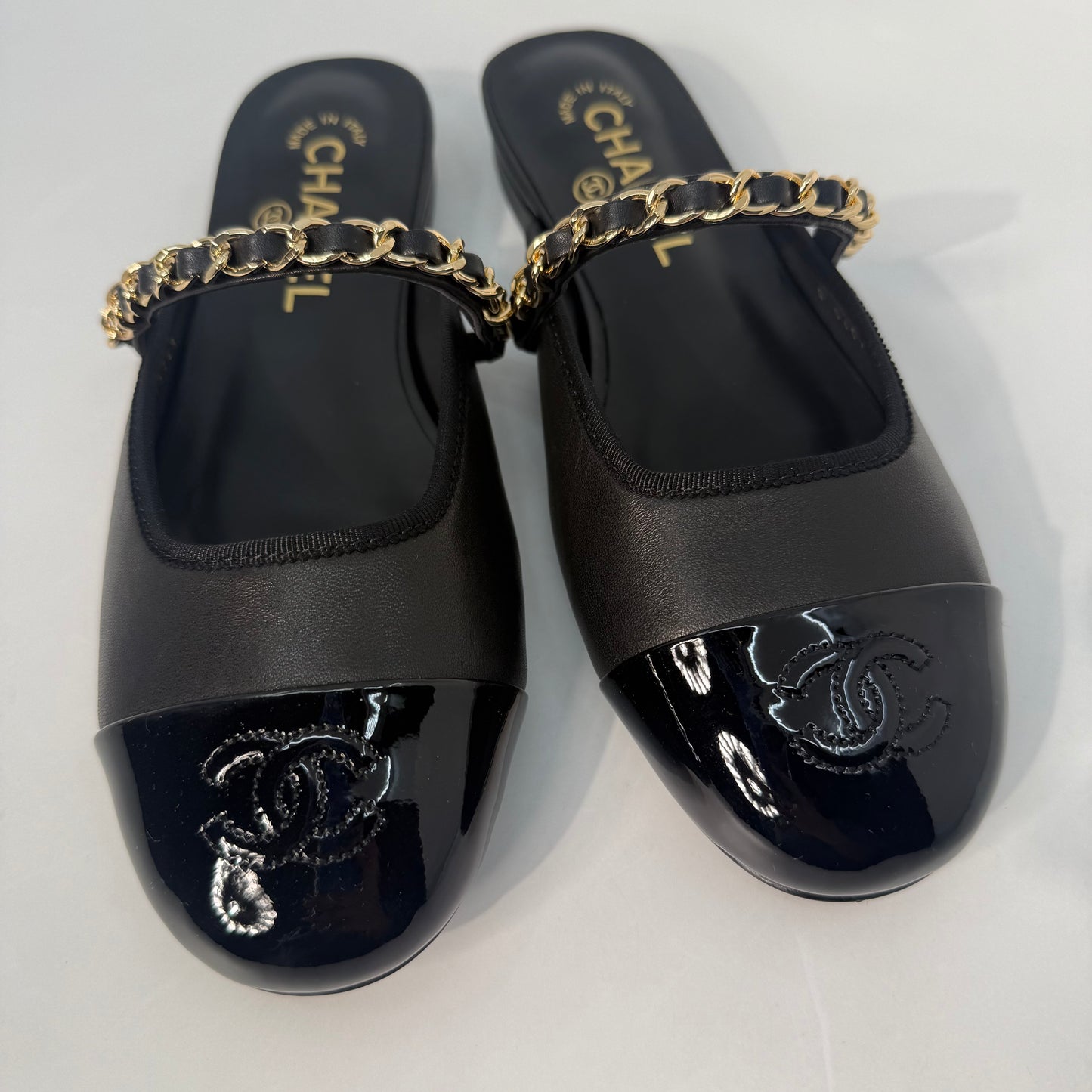Chanel Mary Jane Mule Patent Captoe
