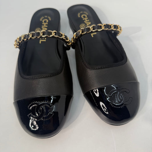 Chanel Mary Jane Mule Patent Captoe