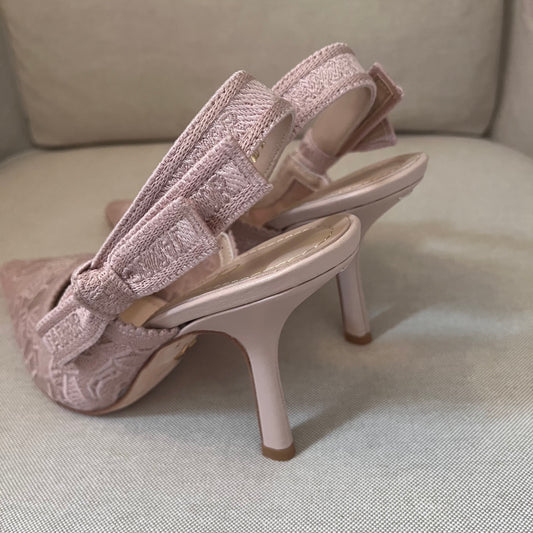 Christian Dior Slingback Lace Kitten Heels (Nude Pink)