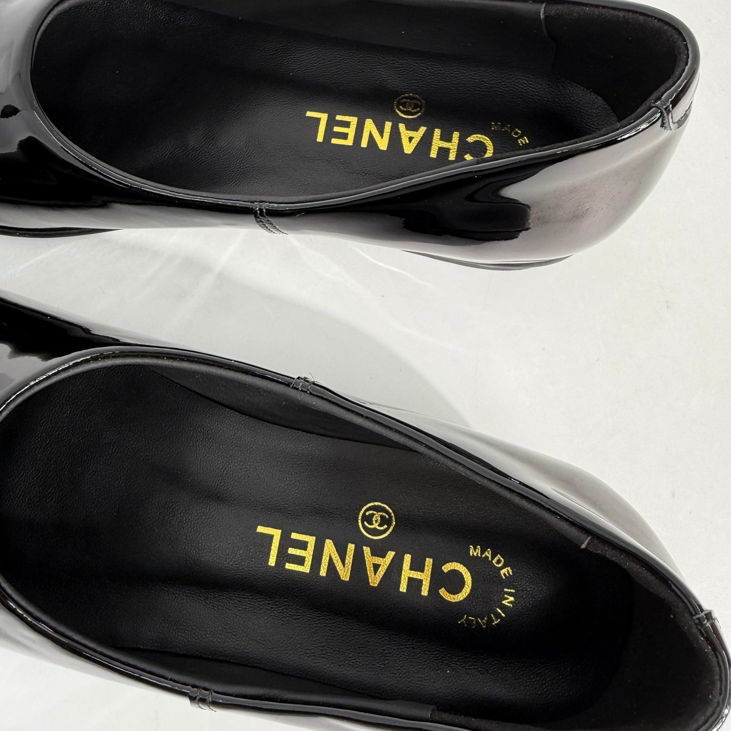 Chanel 25C Black Patent Leather Loafers